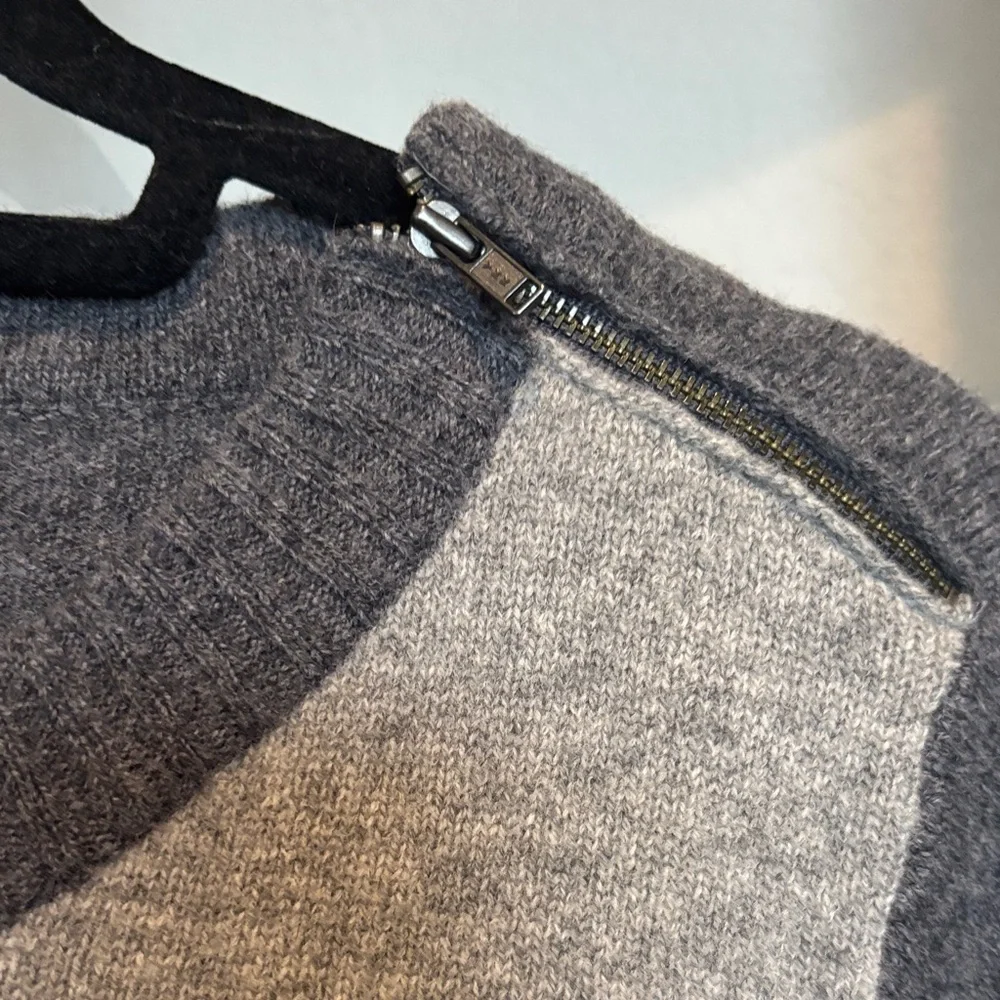 J. Crew Two-Tone Gray Sweater zipper accents